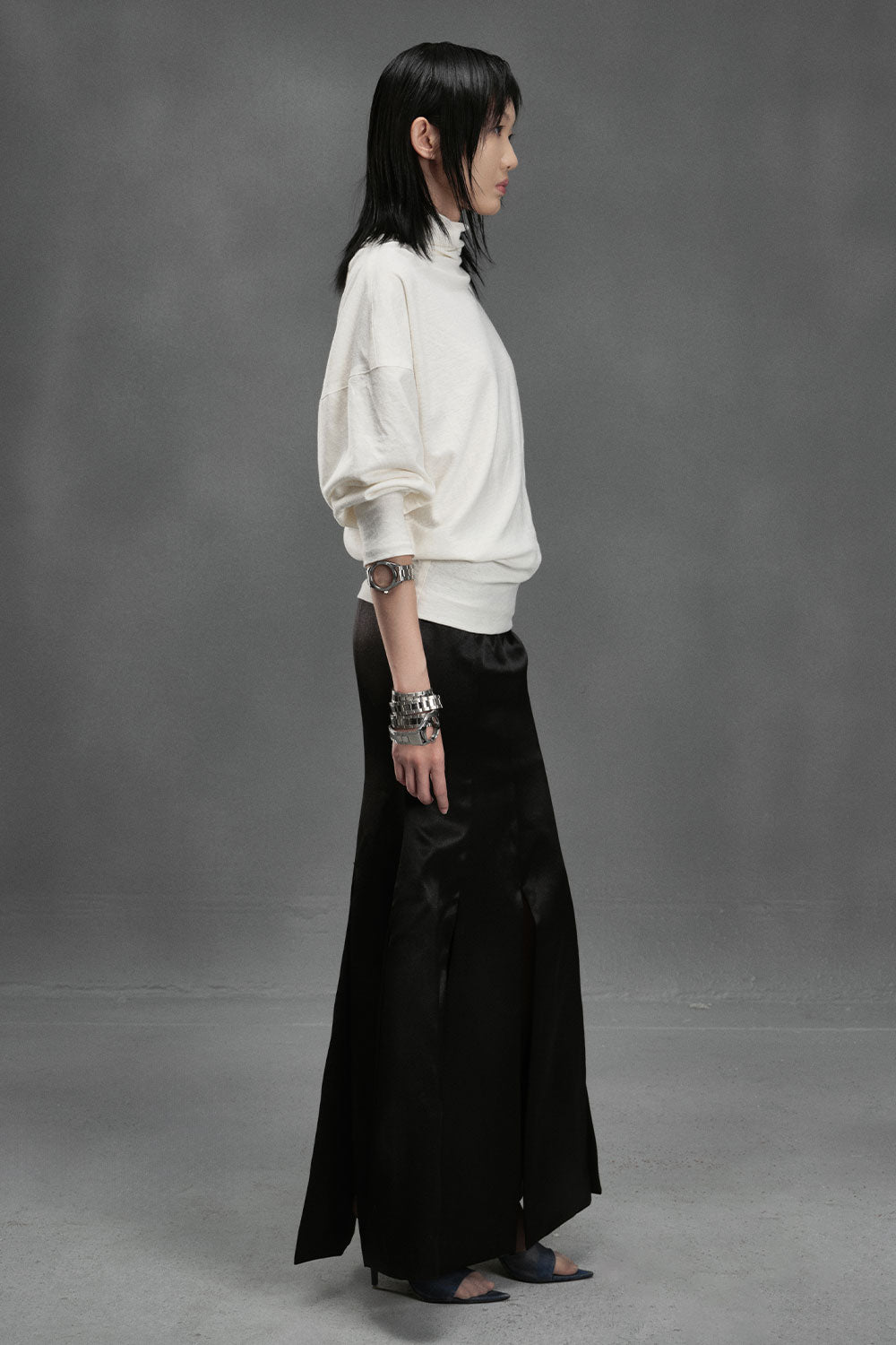 Octopus Blouson Turtle Neck Spandex Top