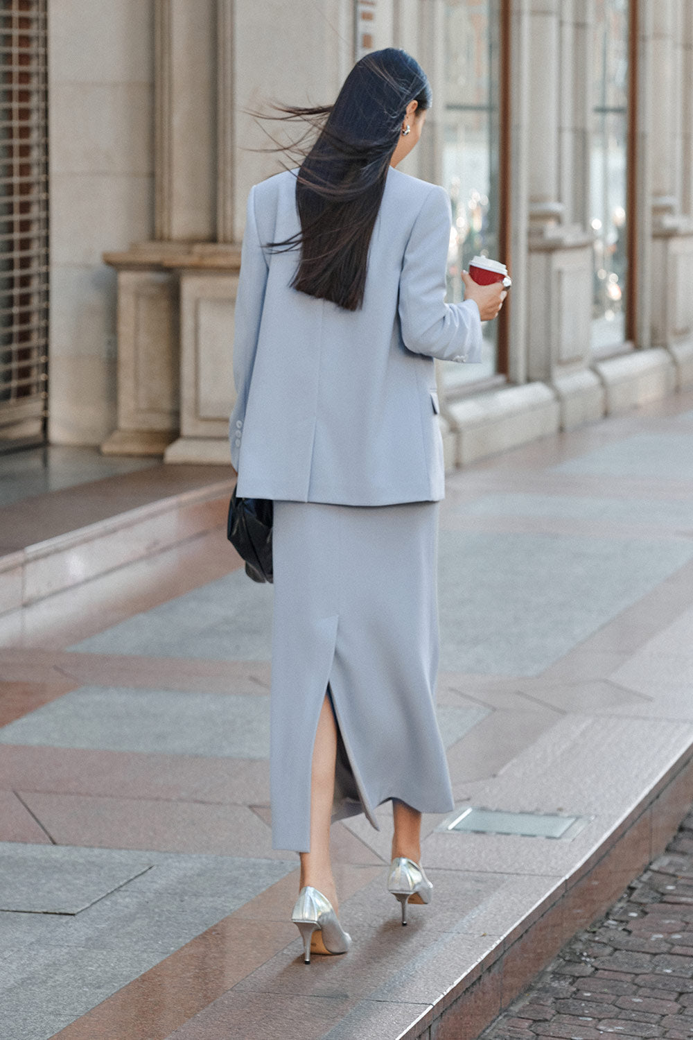 Xavia Straight Side Pocket Twill Maxi Skirt