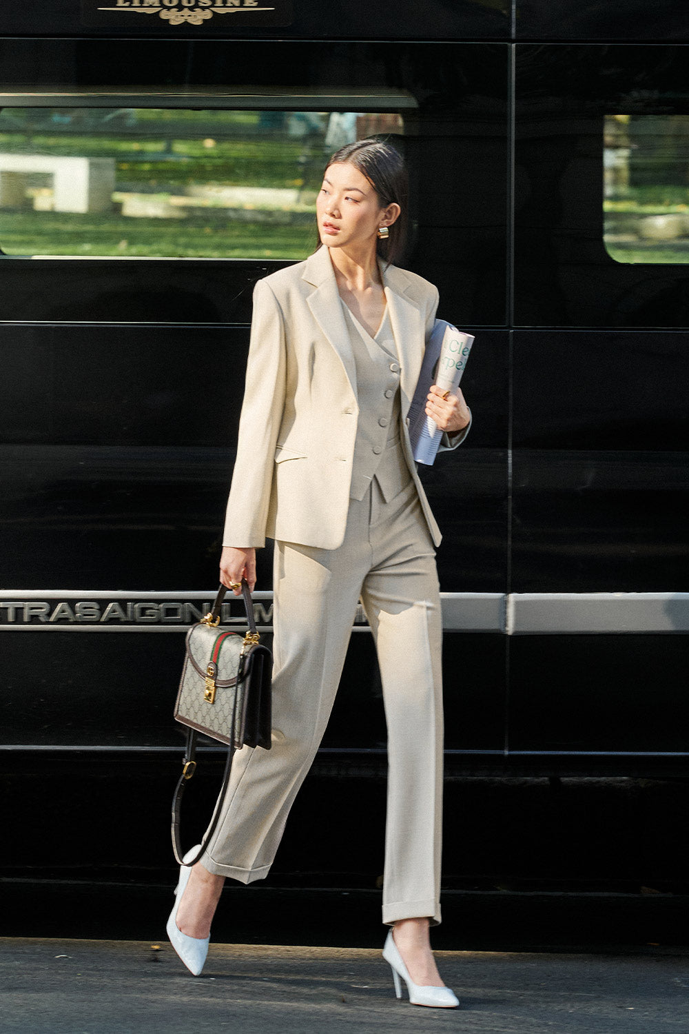 Maddy Bodycon Crossover Twill Vest