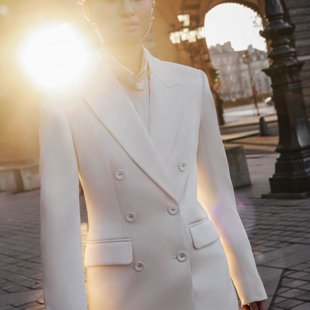 Tinh A-line Double Breasted Taffeta Blazer