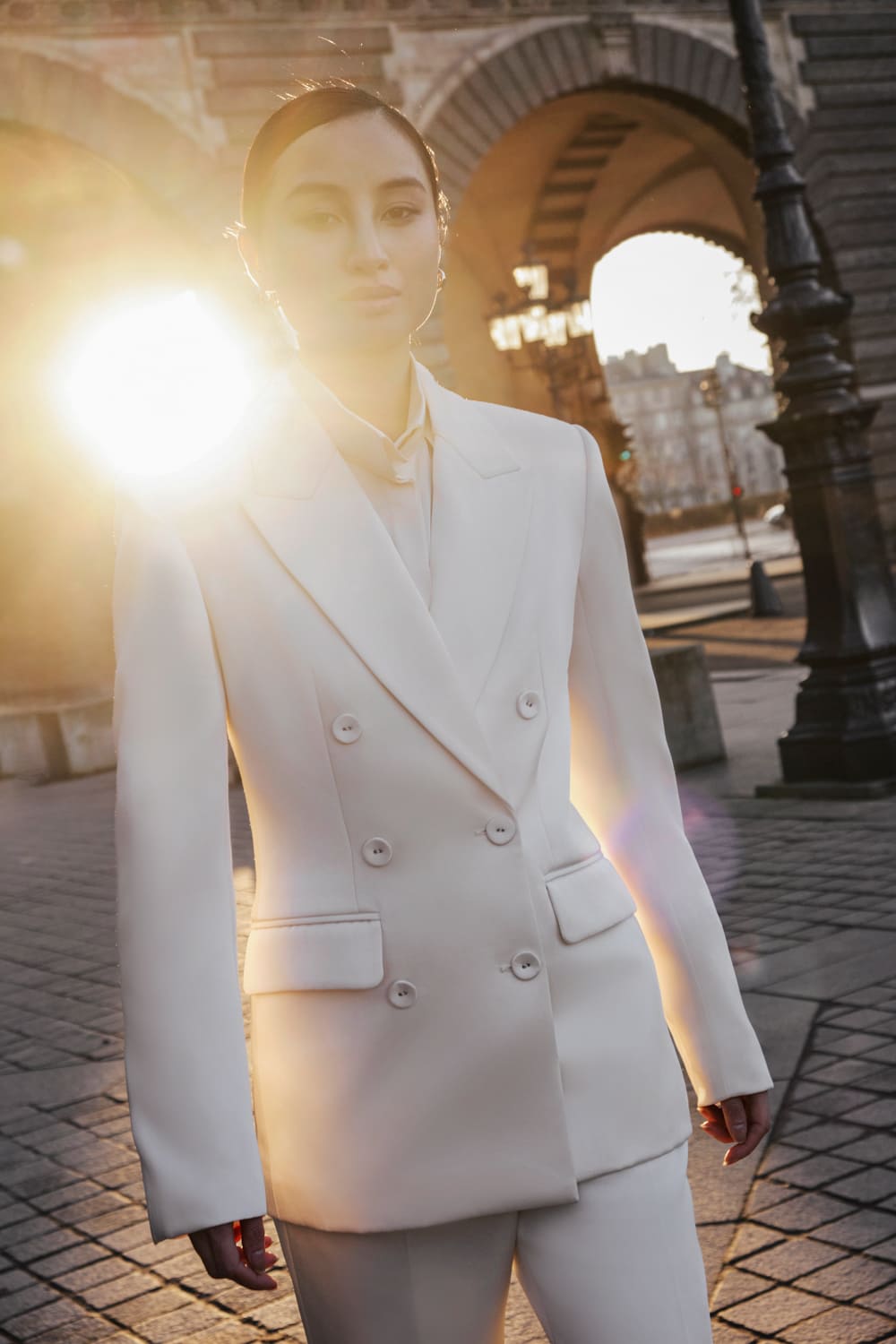 Tinh A-line Double Breasted Taffeta Blazer