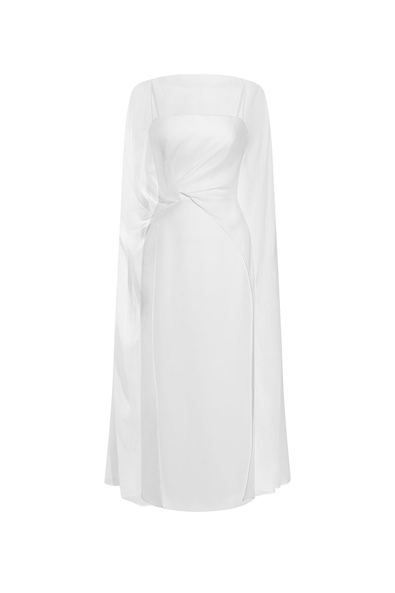 Whisper Cape Sleeve Midi Dress