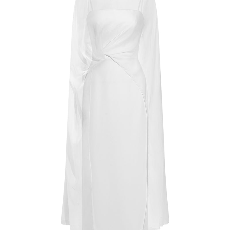Whisper Cape Sleeve Midi Dress
