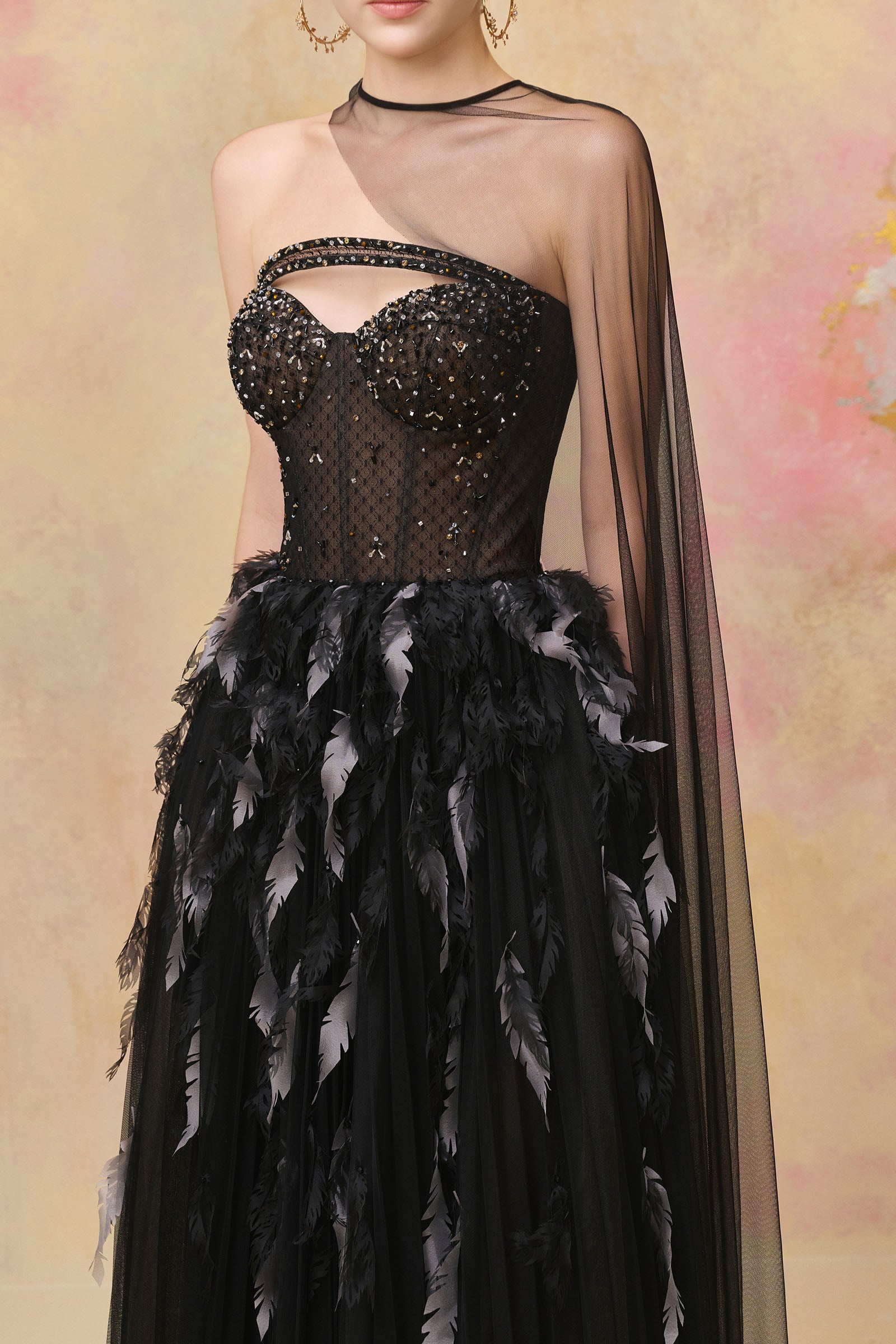 Yunara Feather Maxi Dress