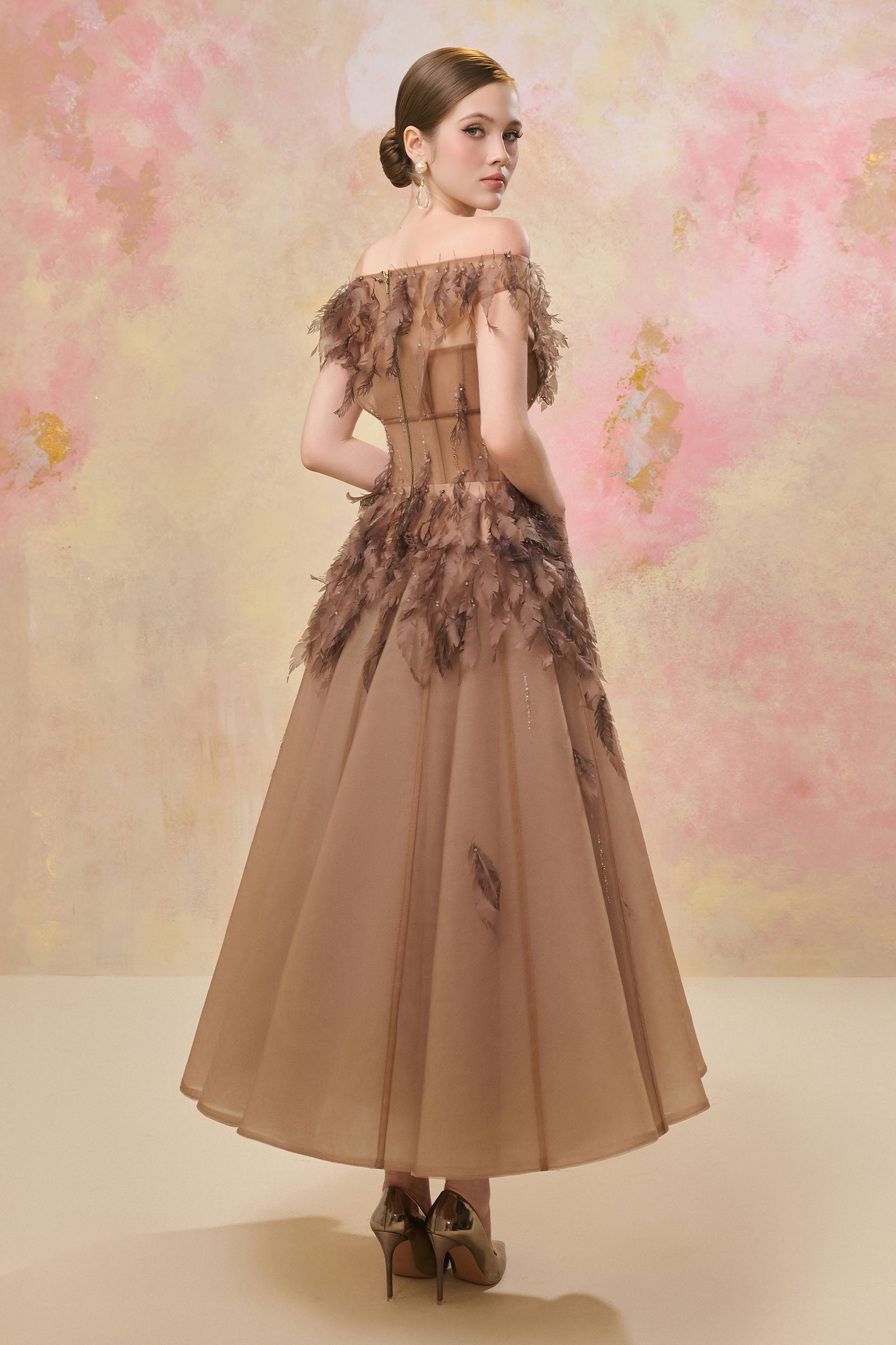 Veilyn Feather Midi Dress