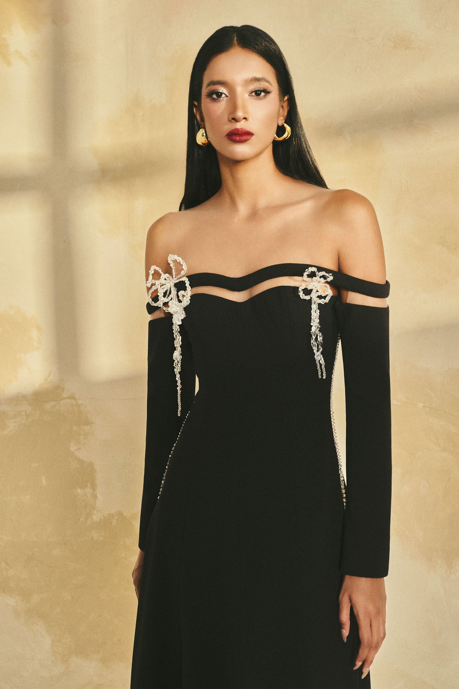 Cyr Off-Shoulder Midi Dress