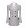 Grey Herringbone Double-Breasted Blazer