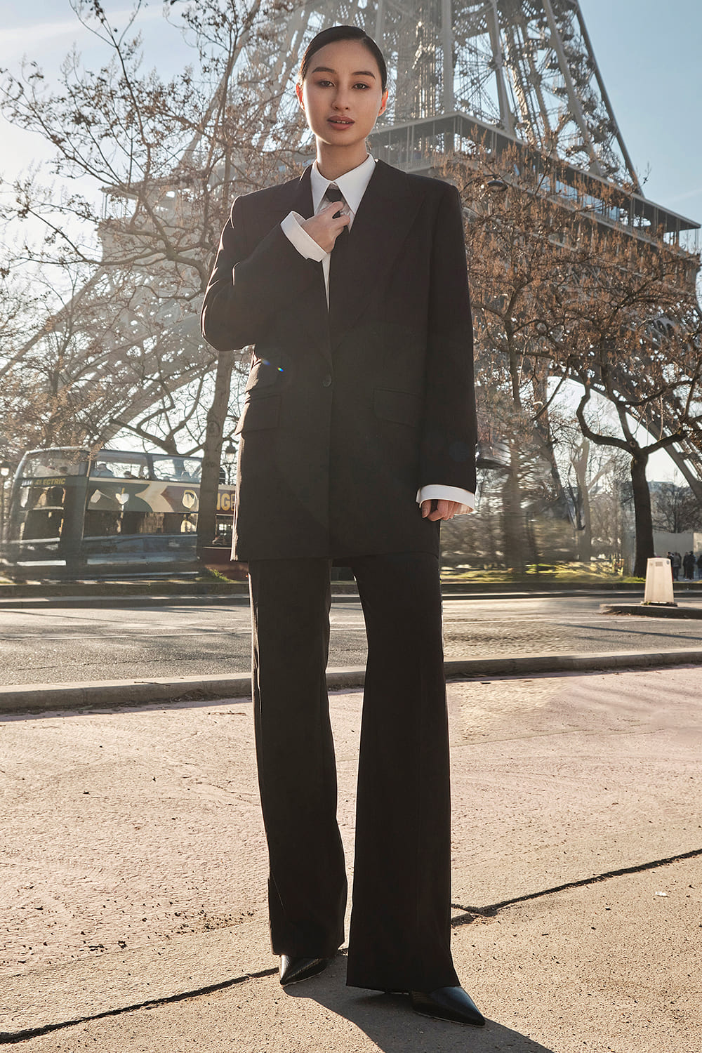 Yen Binh Straight Wide Leg Twill Floor Length Pants