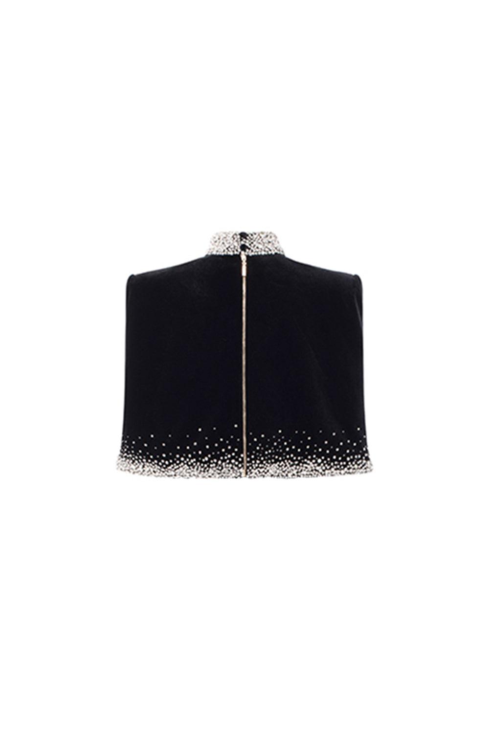 Ramsey Cropped High Neck Velvet Cape