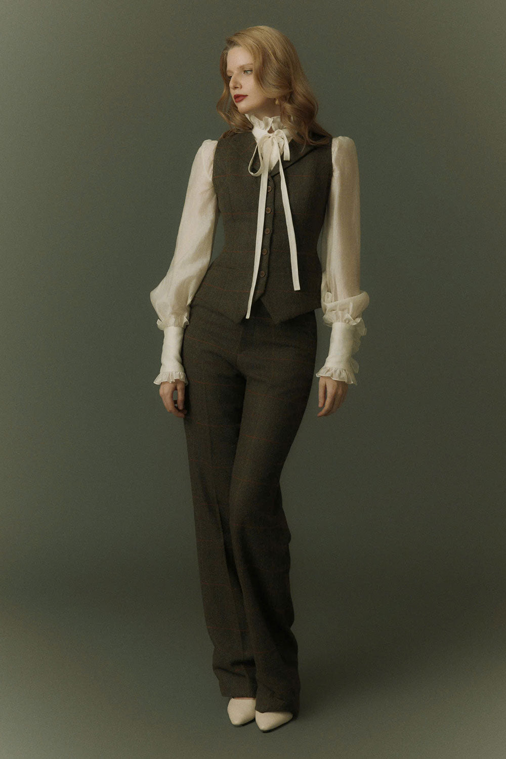 Clementina Straight Poet Sleeved Silk Organza Shirt