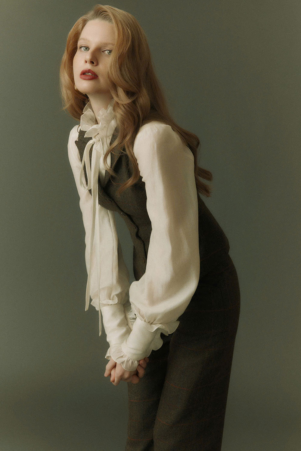 Clementina Straight Poet Sleeved Silk Organza Shirt