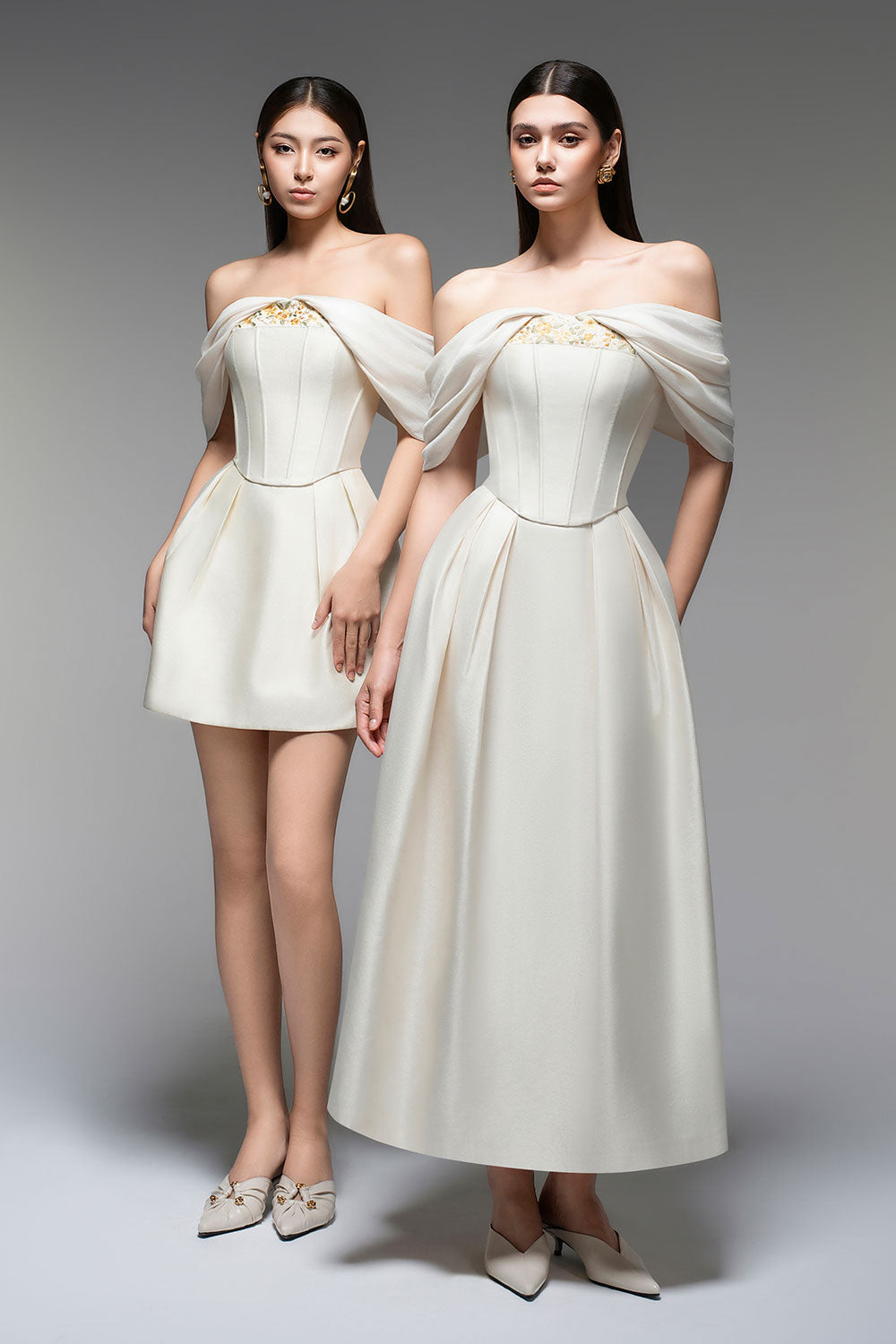 Fanny A-line Off-Shoulder Polyester Mini Dress