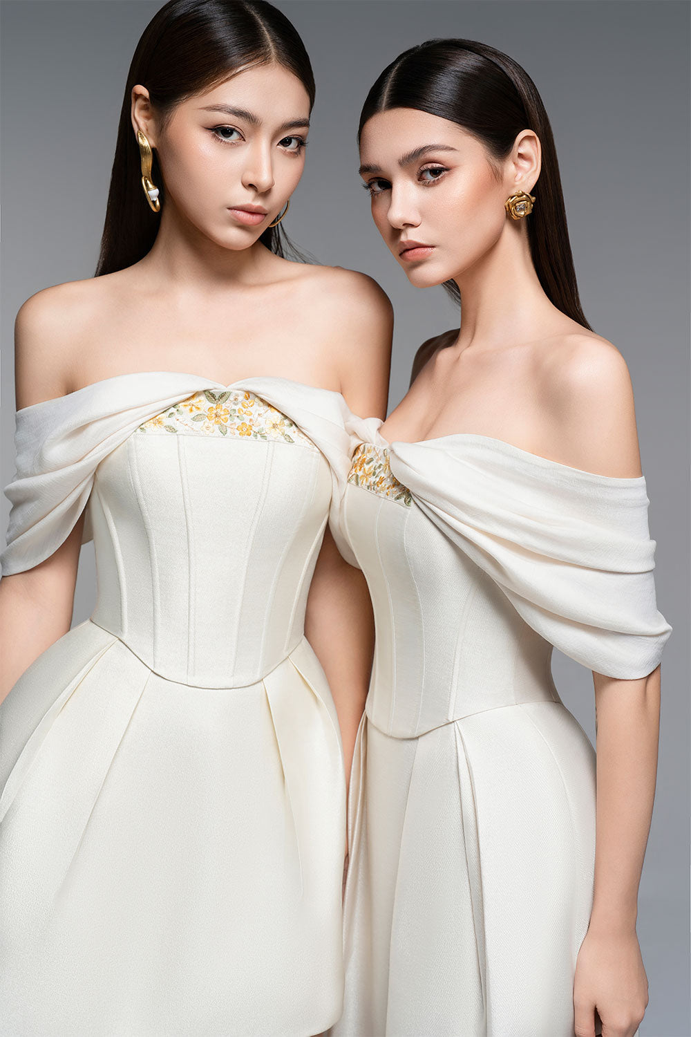 Fanny A-line Off-Shoulder Polyester Mini Dress