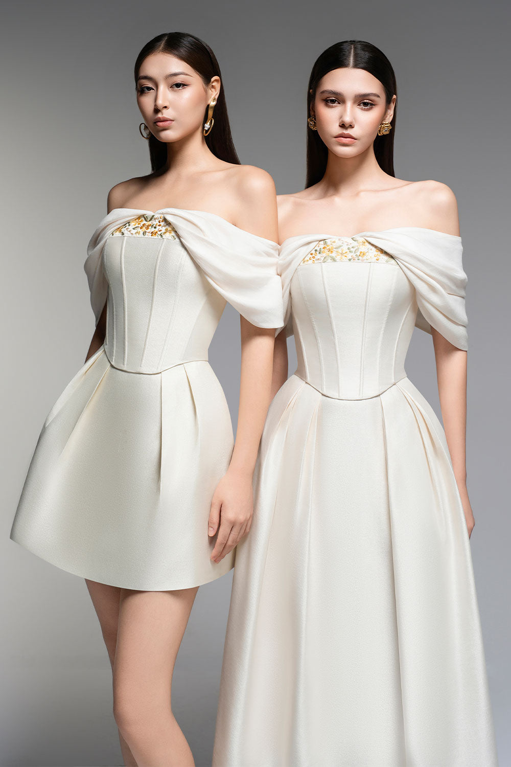 Fanny A-line Off-Shoulder Polyester Mini Dress