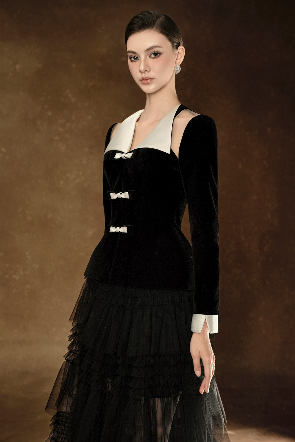 Nalia Peplum Cut-Out Velvet Top