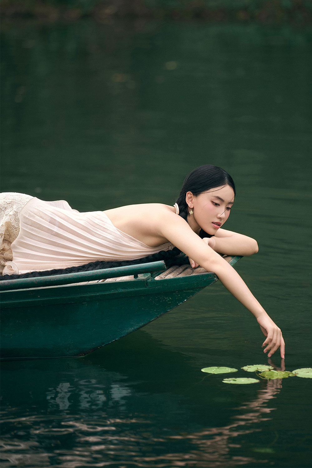 Thanh Di Halter Pleated Organza Top