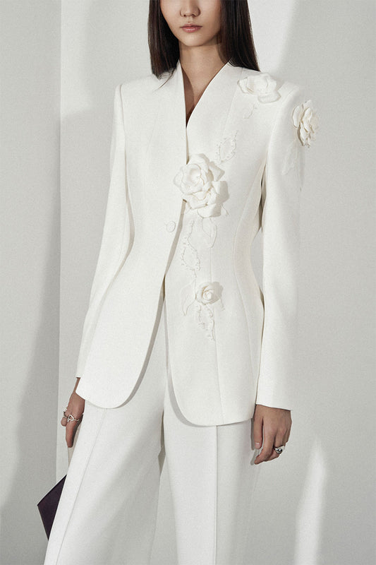 Bianca Straight Ribbed Twill Floor Length Pants