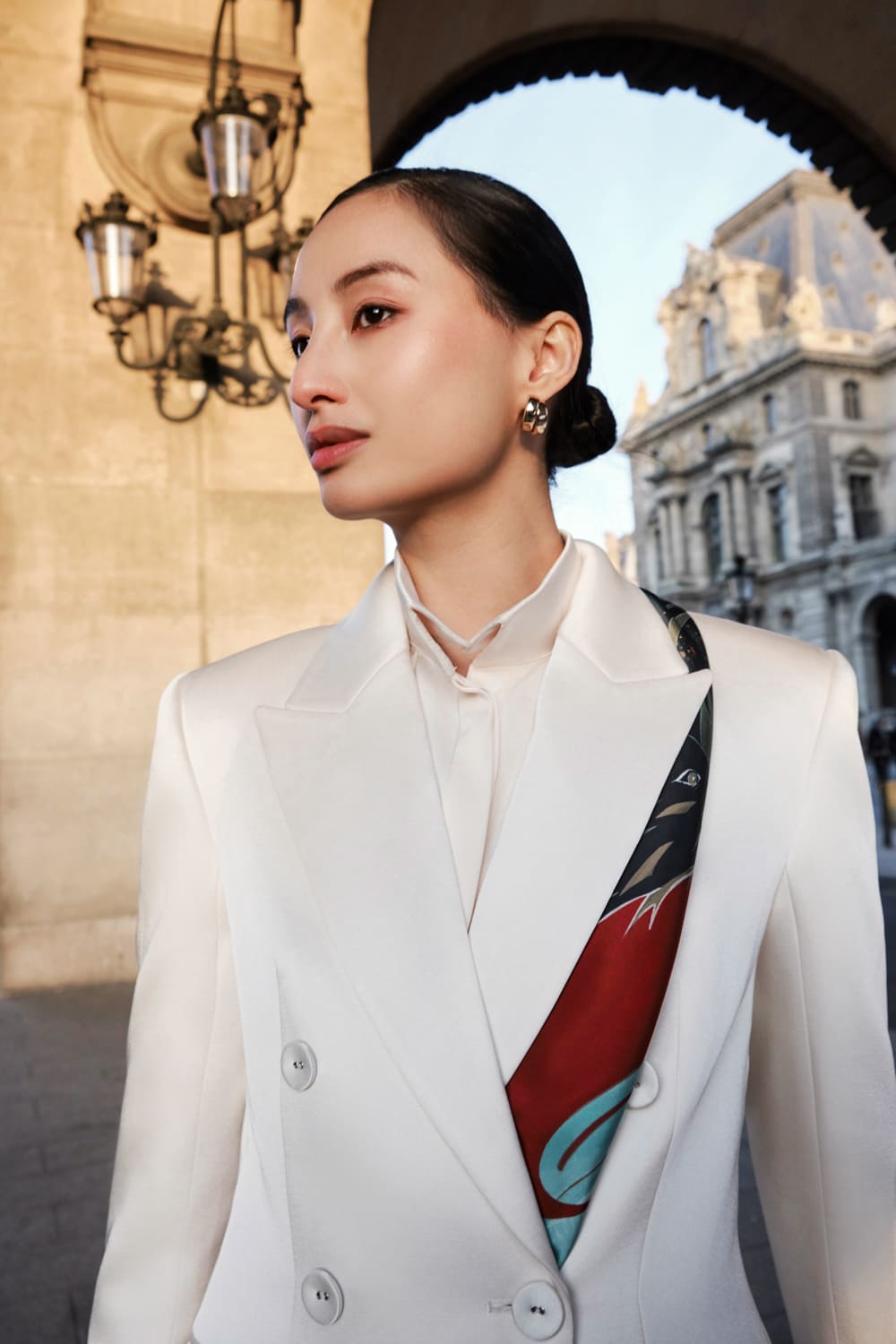 Tinh A-line Double Breasted Taffeta Blazer