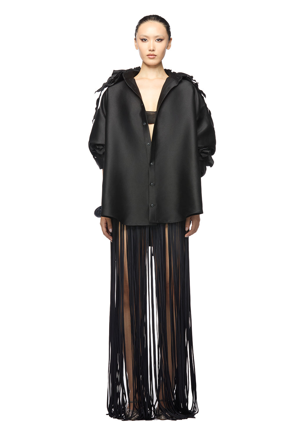 Melissa Straight See-Through Mesh Floor Length Skirt