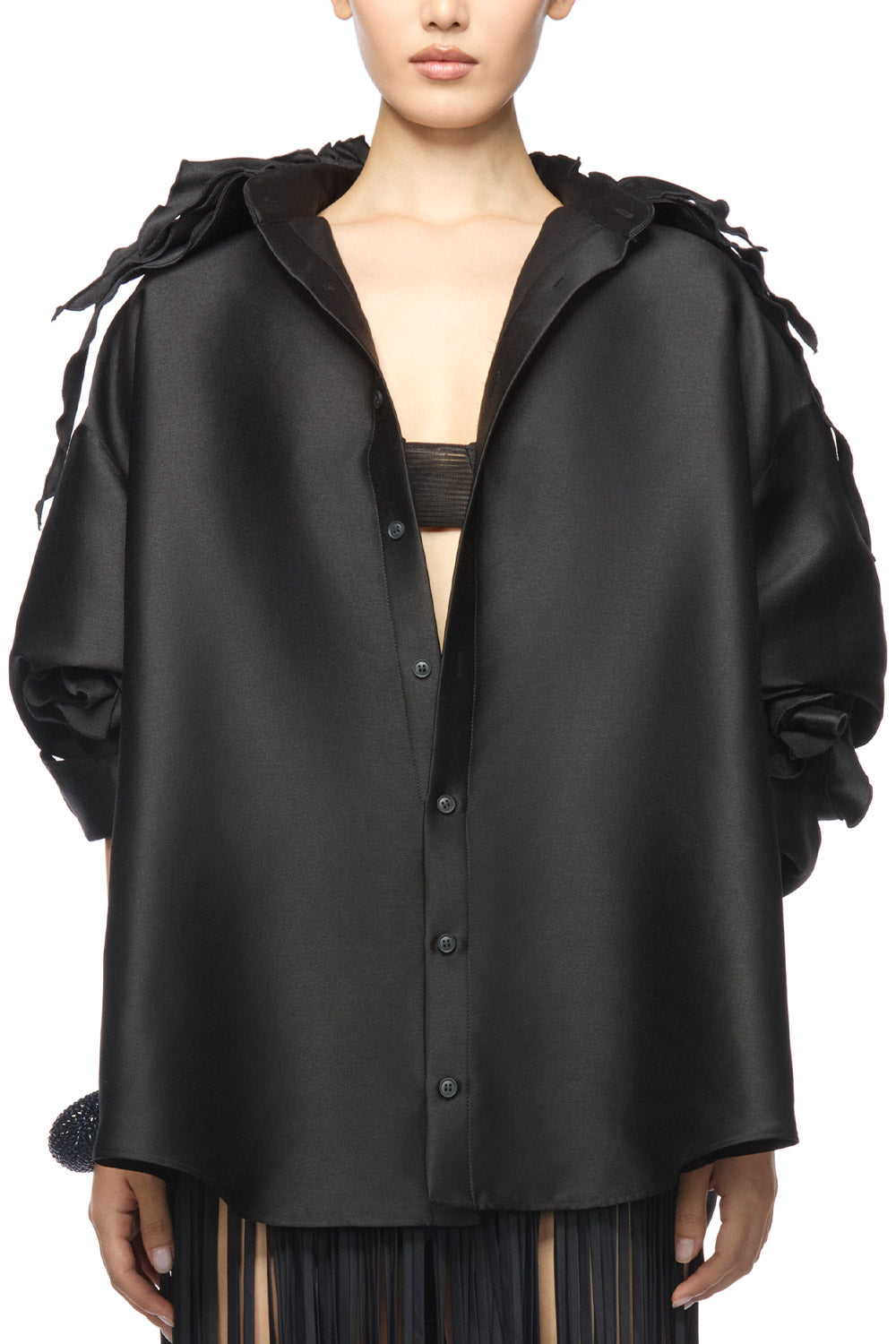 Melissa Straight Button Poly Organza Shirt