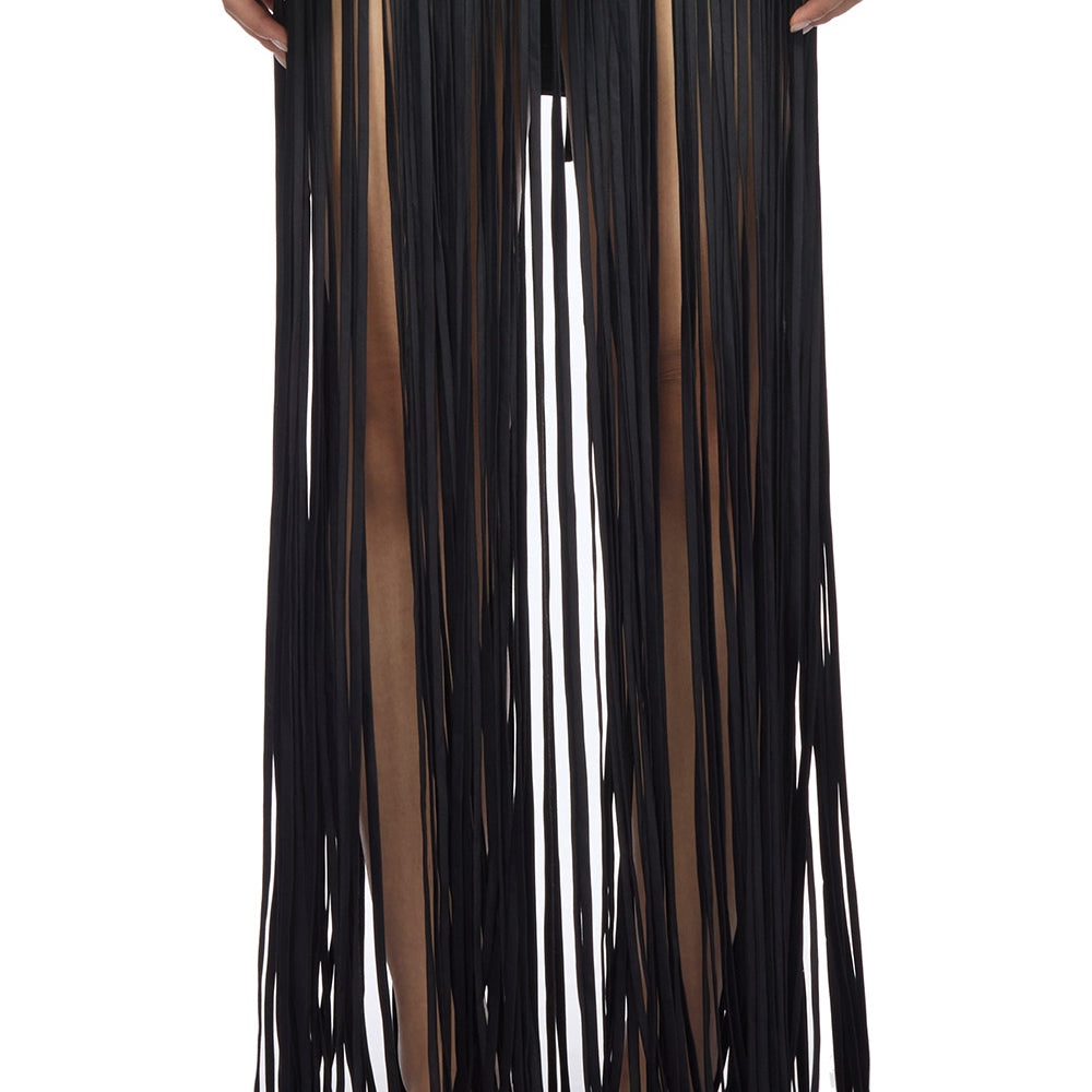 Melissa Straight See-Through Mesh Floor Length Skirt