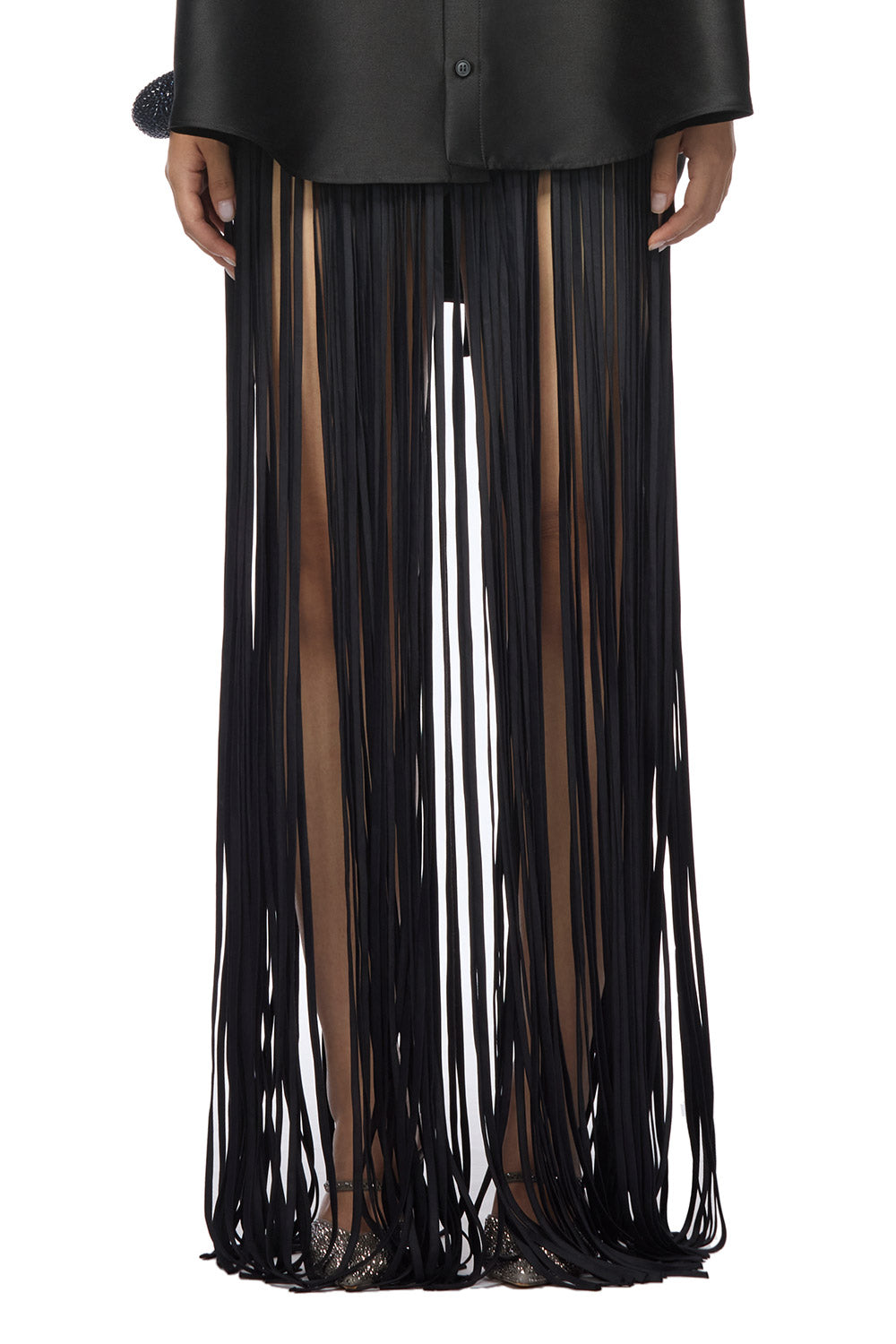 Melissa Straight See-Through Mesh Floor Length Skirt