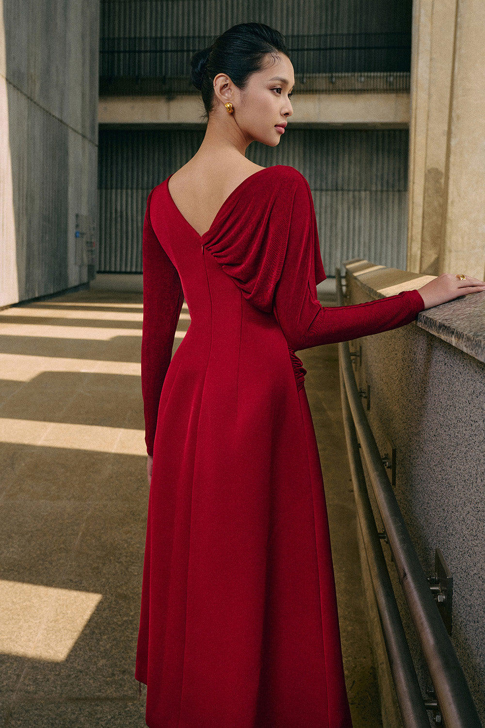 Women's Bright A-line Diagonal Neck Spandex Taffeta Calf Length Dress S/M/L/XL/Customize Caramel Brown/Red MEAN BLVD Women's Bright A-line Diagonal Neck Spandex Taffeta Calf Length Dress S/M/L/XL/Customize Caramel Brown/Red MEAN BLVD
