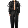 Farley Pegged Front Zipper Poly Organza Long Length Pants