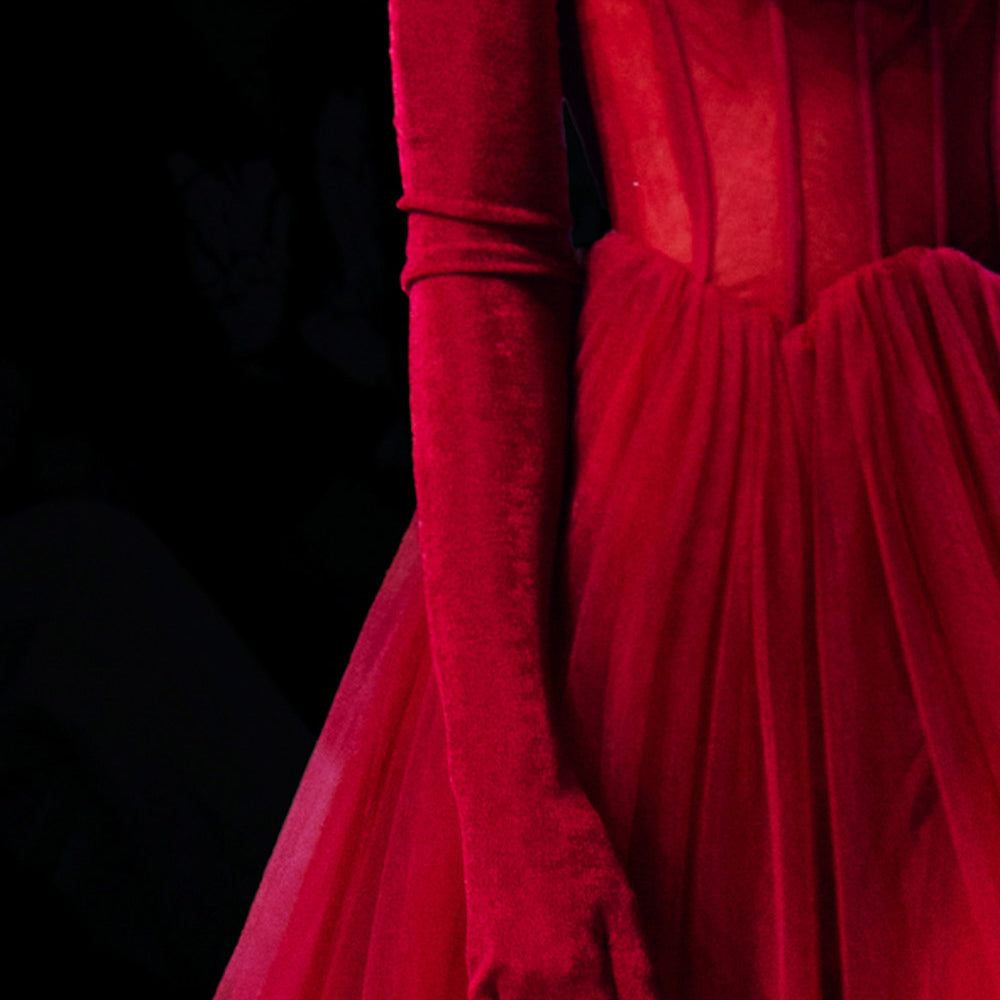 Long Velour Cotton Spandex Gloves