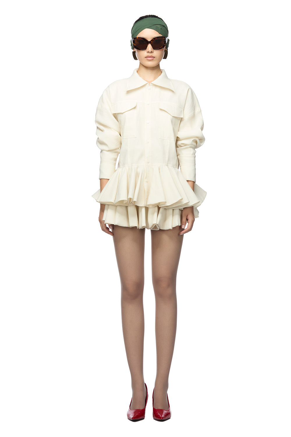 Rosanne A-line Pleated Poly Organza Mini Skirt