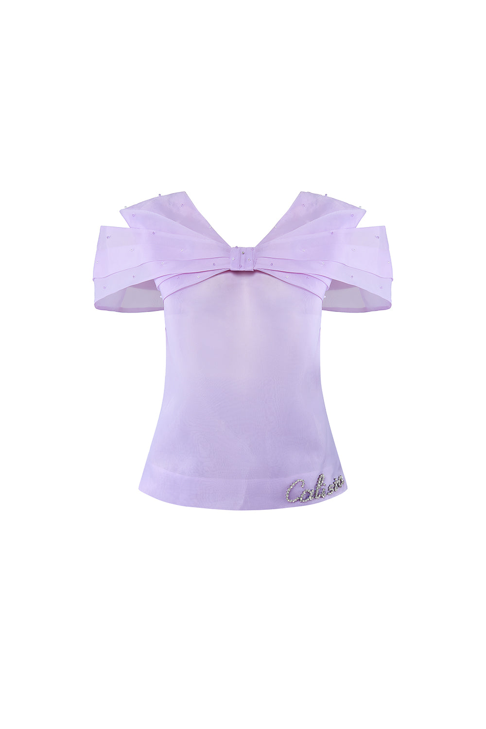Primelle Straight V-Neck Organza Top