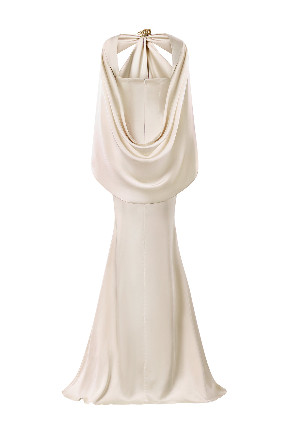 Oravie Mermaid Cape Shoulder Satin Floor Length Dress