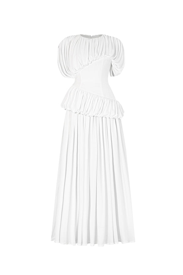 Voayage A-line Gathering Midi Dress