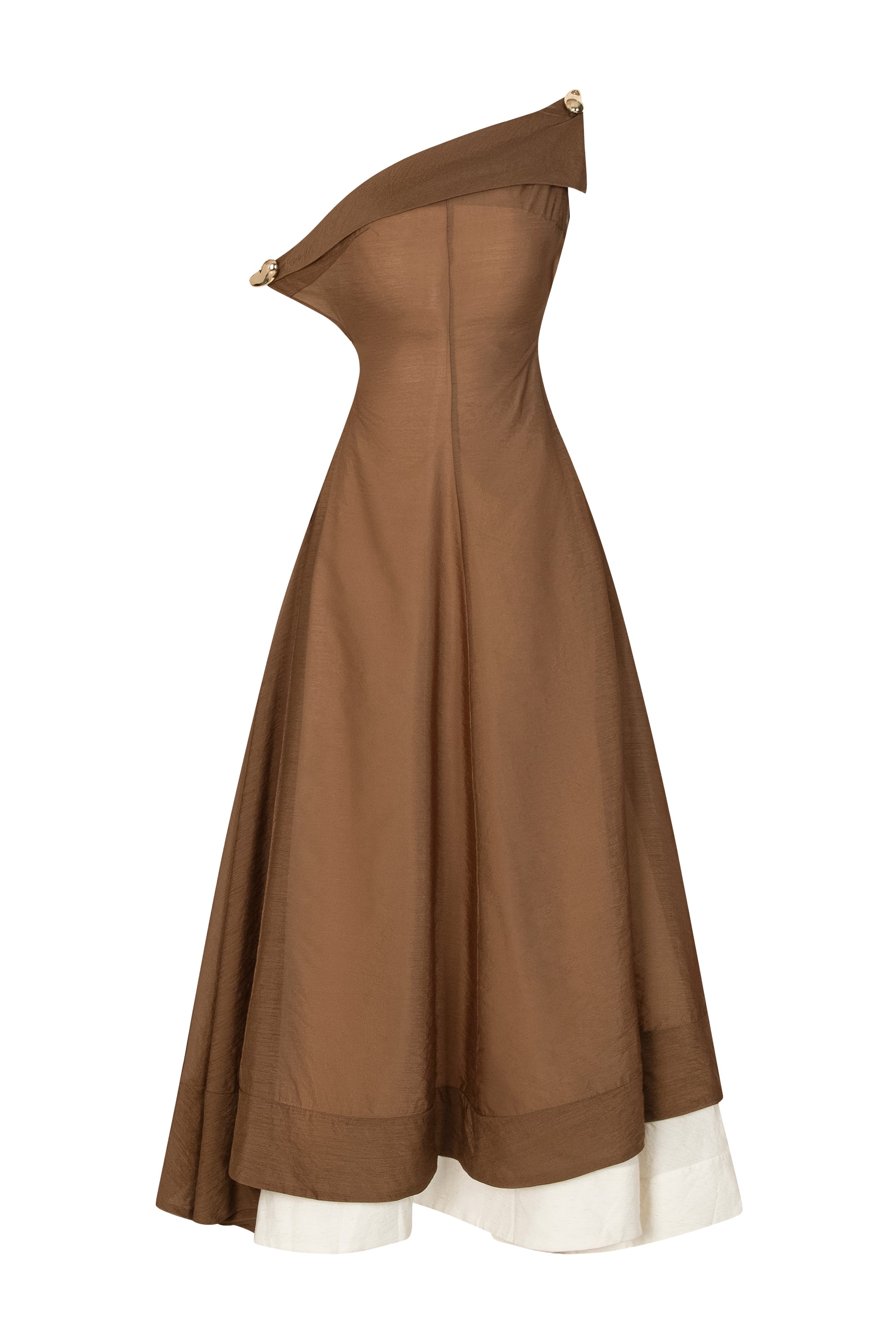 Morgan Asymmetric Neck Draped Midi Dress