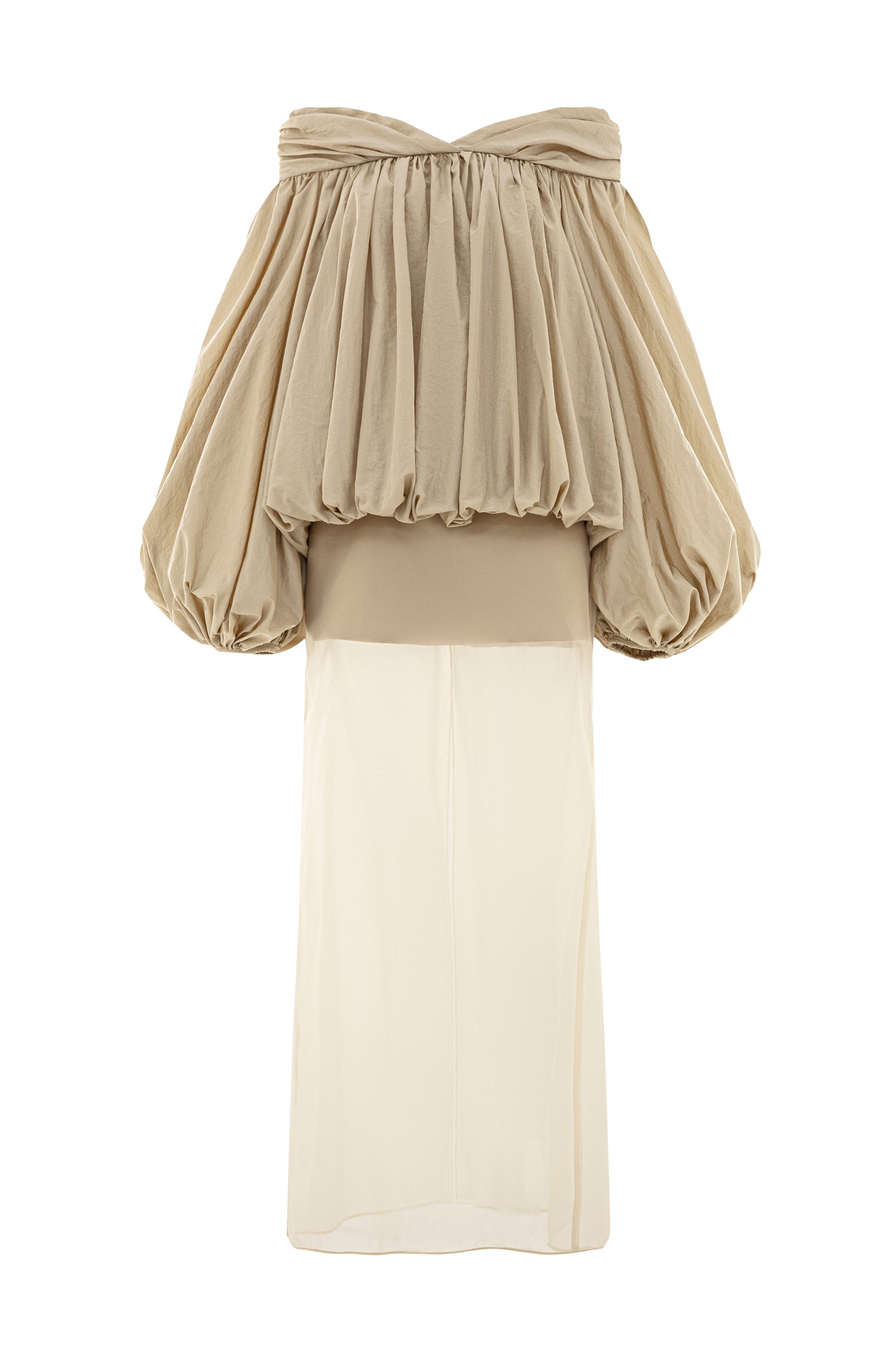 Women's Vector Bubble Gathering Midi Dress S/M/L/XL/Customize Beige MEAN BLVD Women's Vector Bubble Gathering Midi Dress S/M/L/XL/Customize Beige MEAN BLVD
