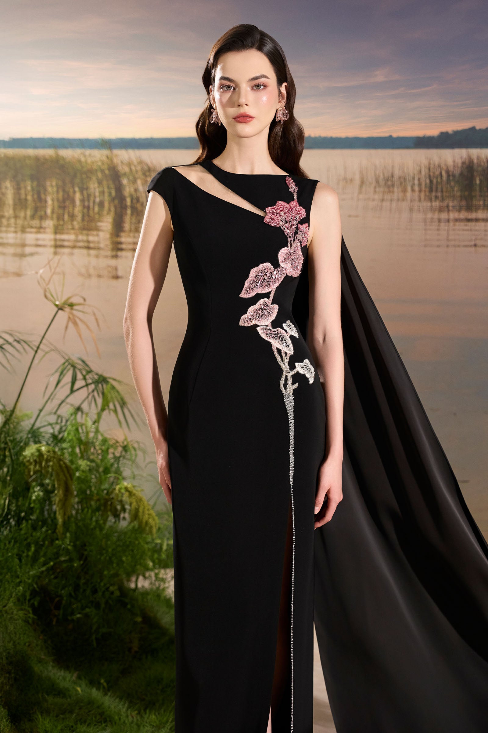 Moona Asymmetric Neck Maxi Dress