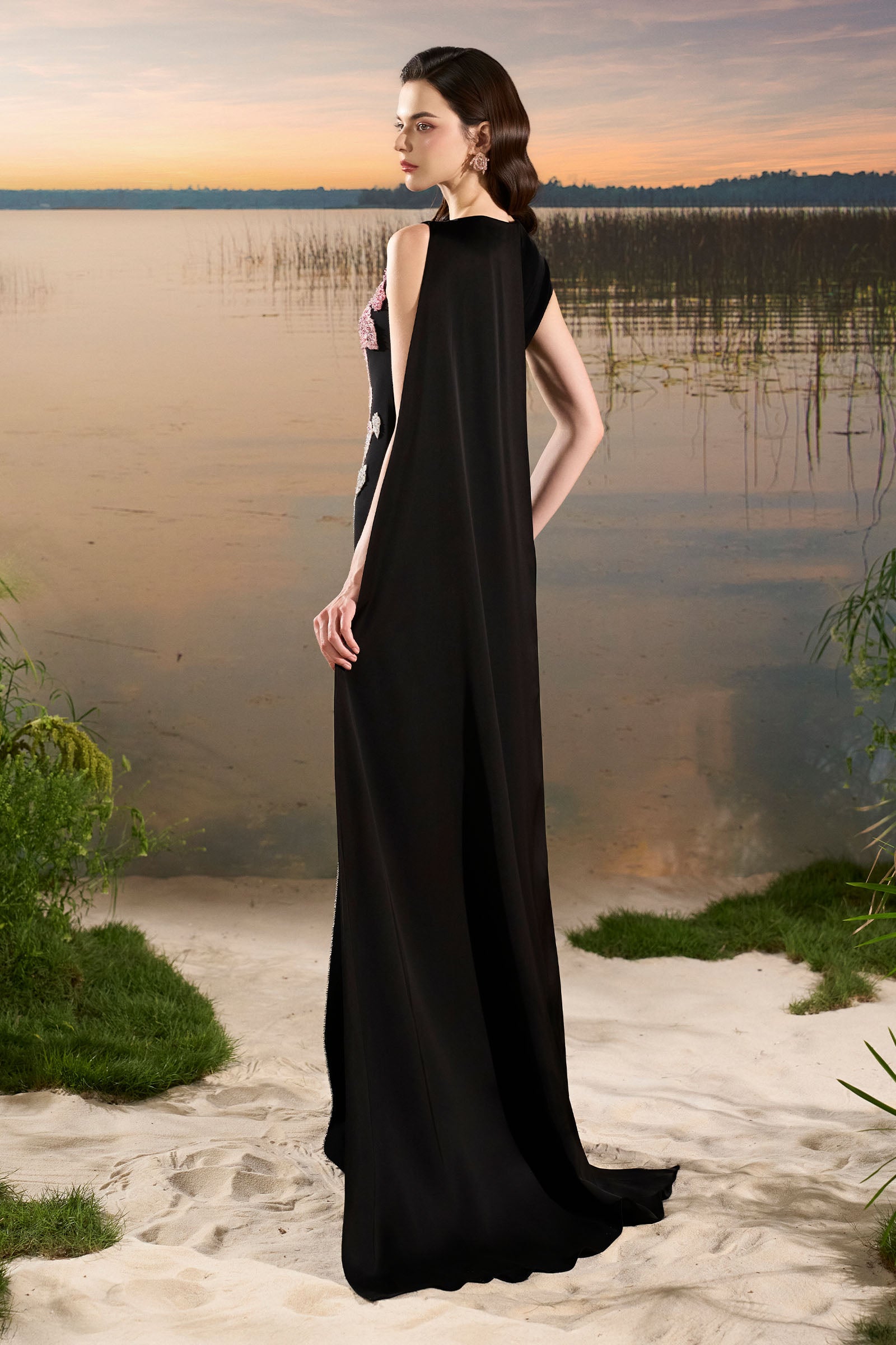 Moona Asymmetric Neck Maxi Dress