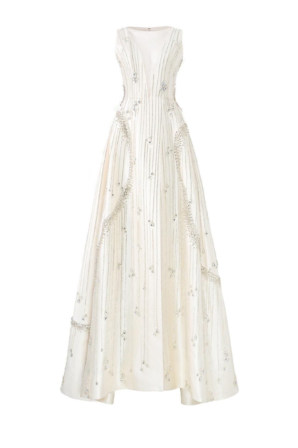 Hampton A-line Front Slit Taffeta Floor Length Dress