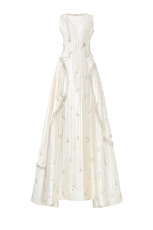 Hampton A-line Front Slit Taffeta Floor Length Dress