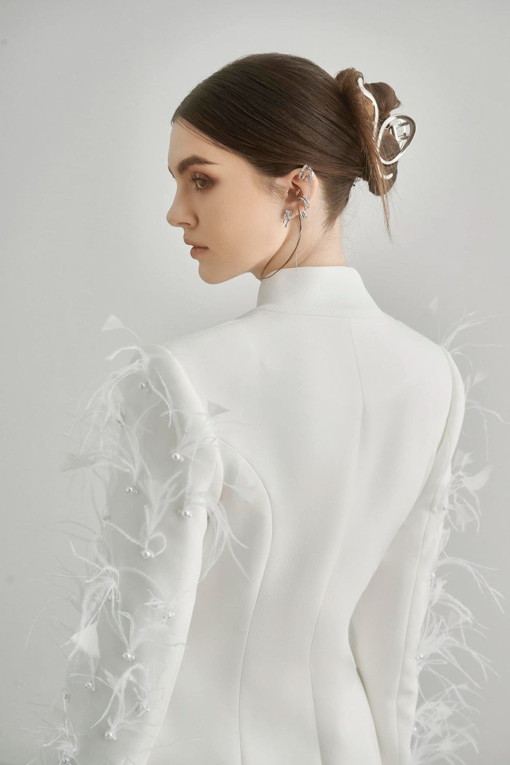 Jane Sheath Feather Cotton Blend Blazer