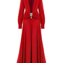 Reyna A-line Bishop Sleeved Chiffon Floor Length Dress