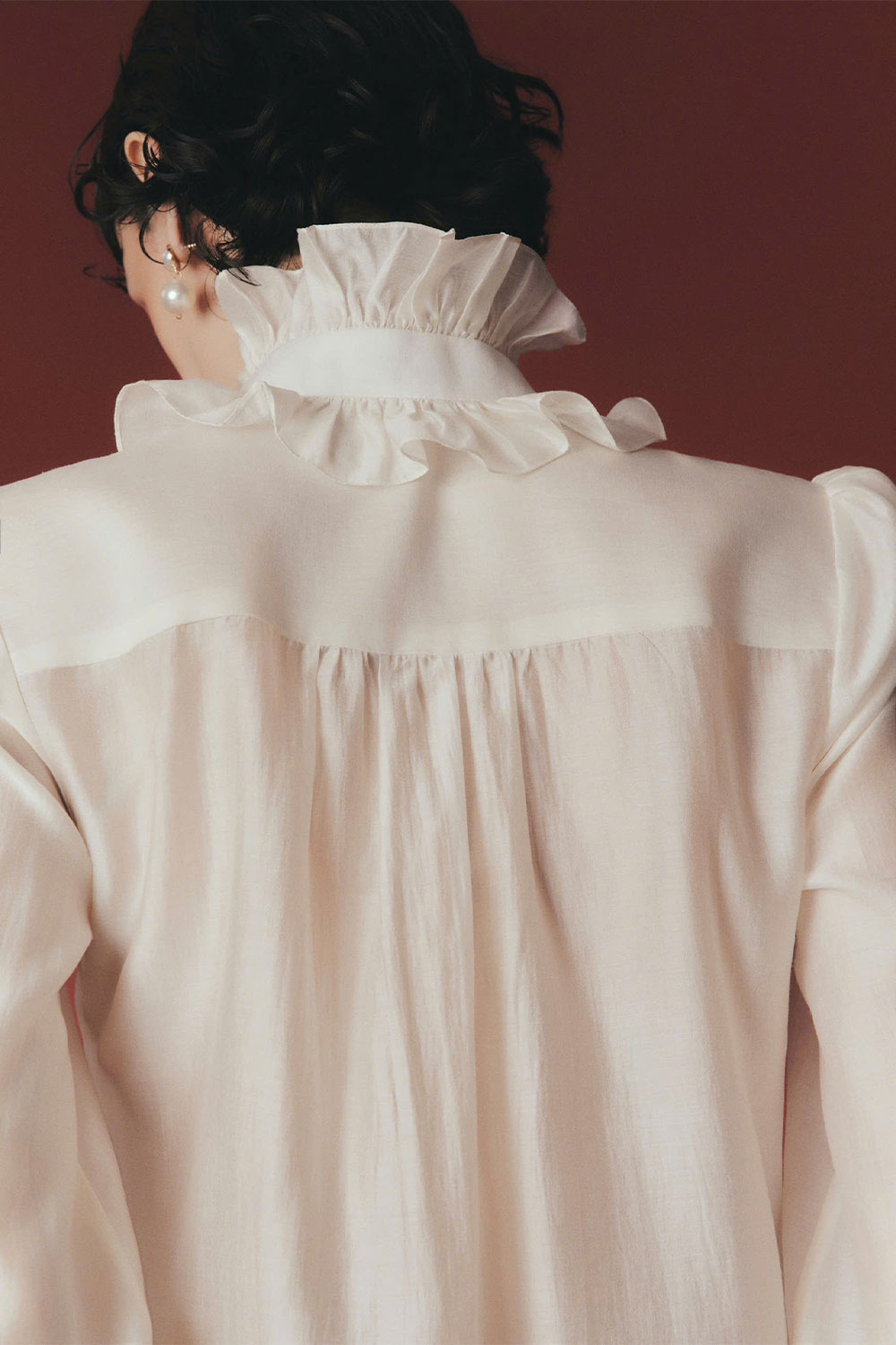 Clementina Straight Poet Sleeved Silk Organza Shirt