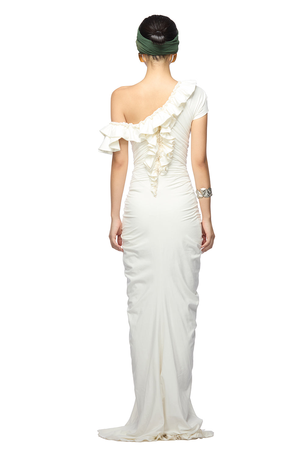 Kasey Slit Diagonal Neck Cotton Polyester Floor Length Dress