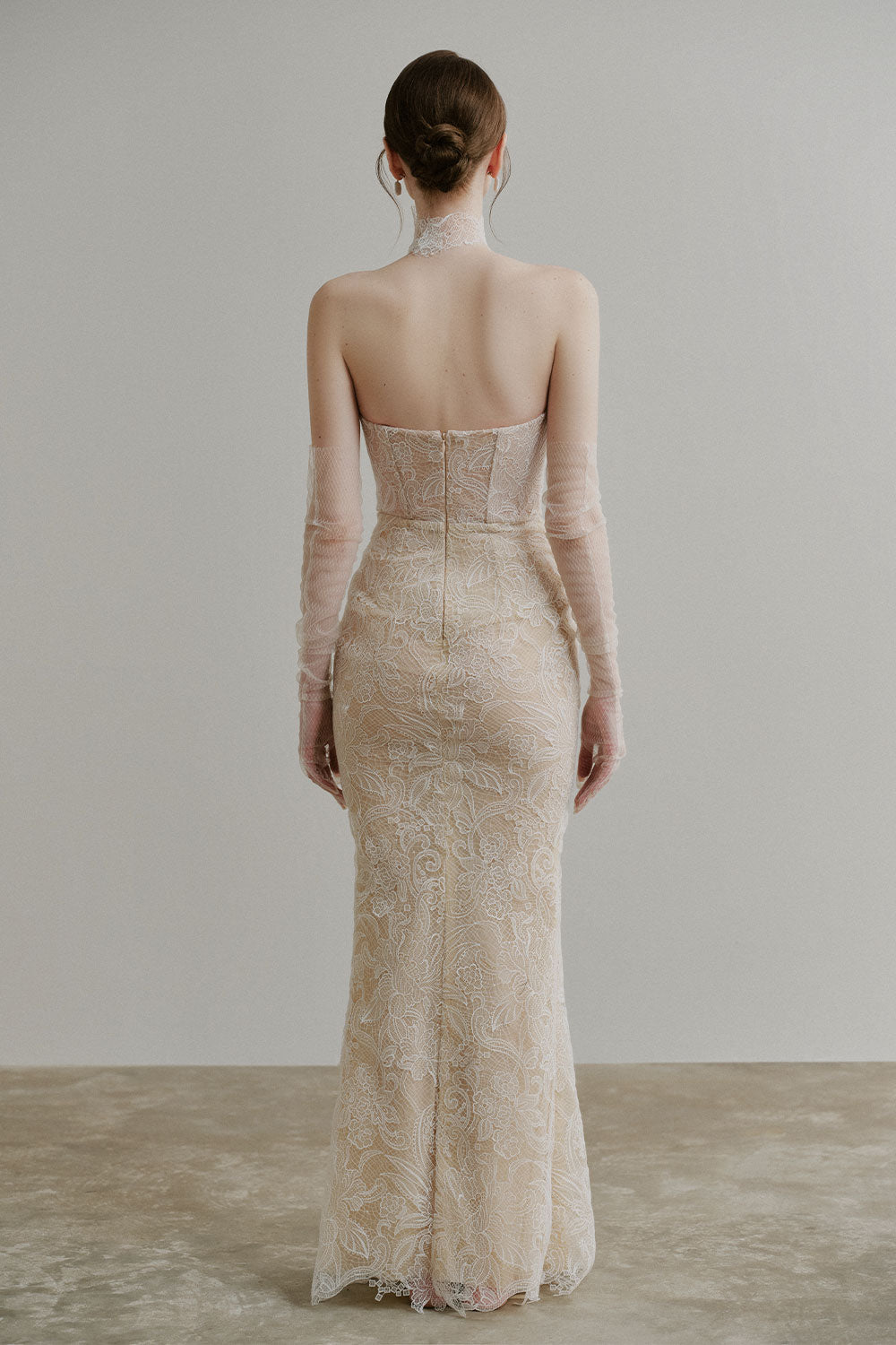 Ladonna Trumpet Corset Waist Lace Floor Length Dress