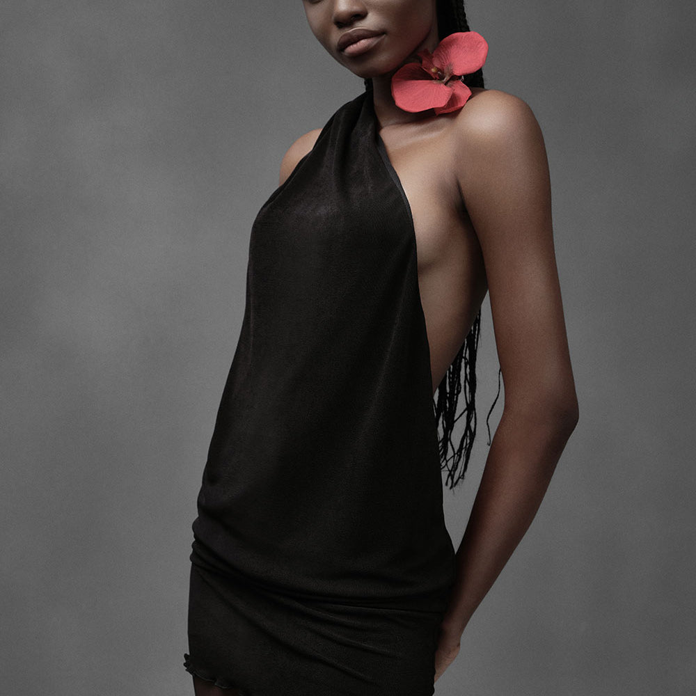 Salmon Straight Backless Spandex Mini Dress