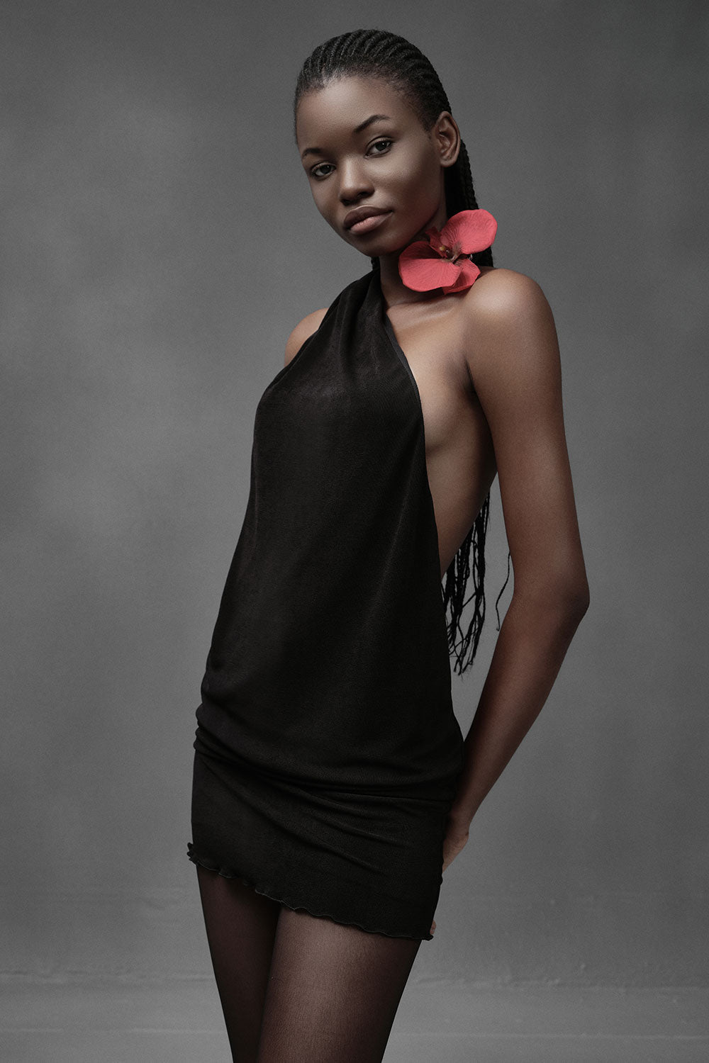 Salmon Straight Backless Spandex Mini Dress