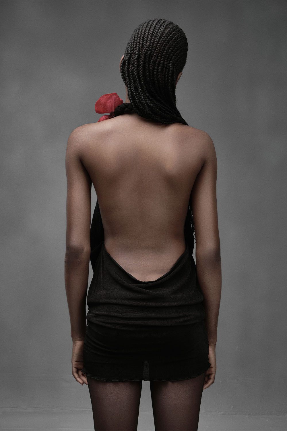 Salmon Straight Backless Spandex Mini Dress