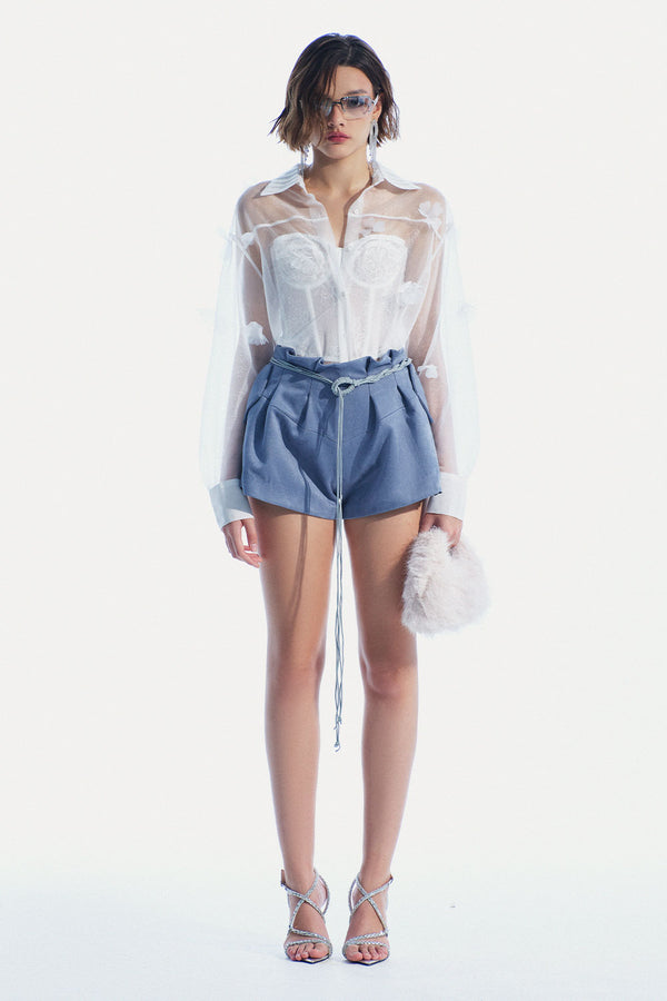 The Halo Straight Collared Neck Organza Shirt