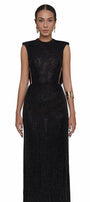 Collin Sheath Round Neck Mesh Floor Length Dress