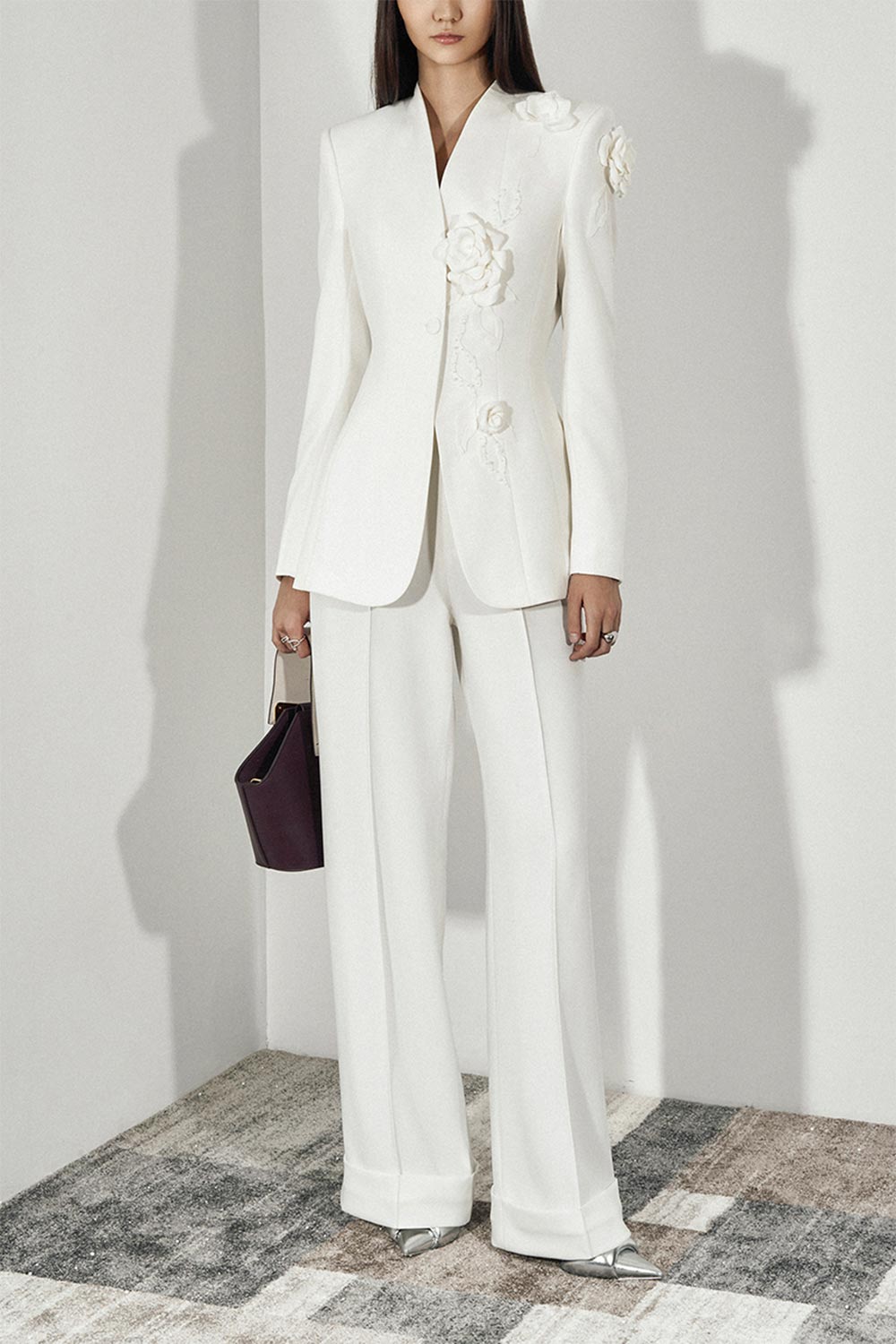 Bianca Straight Ribbed Twill Floor Length Pants
